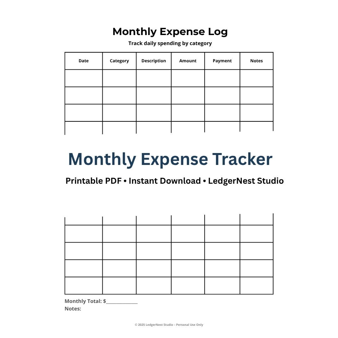 Printable Expense Sheet.pdf Monthly Expense Tracker | Printable Budget Sheet PDF | Instant Download ...