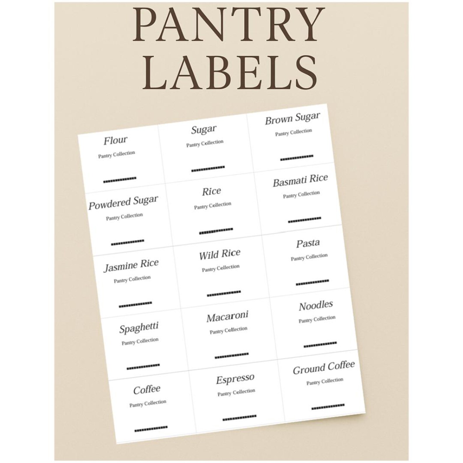 Premium Pantry Labels Printable | Serif Script Kitchen Label Stickers ...