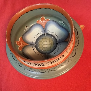 Vintage Norwegian Rosemaling Ale Bowl: Hand-Painted Folk Art