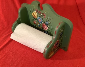 Dutch Hindeloopen -- Paper Towel Holder -- Hand Painted by Pat Virch