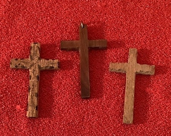 Set of 3 Tiny Oak Crosses -- Handcarved by Niron Virch