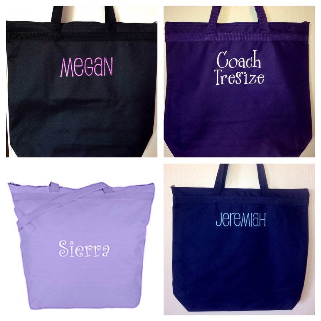 Personalized Large Zippered Canvas Tote Bags / Beach Swim Etsy