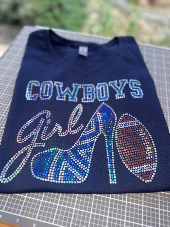 Personalized Dallas Cowboys Bling Tee Bling High Heel Shoe Cowboys Girl Optional Personalization Name Number Tee Etsy