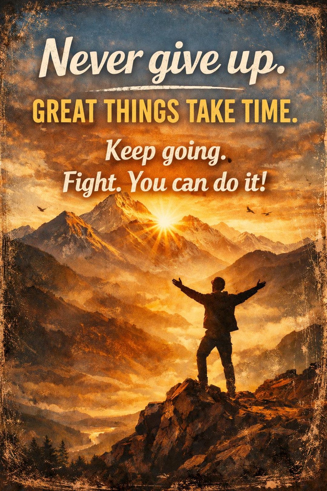 Never Give up Motivational Poster | Inspirational Wall Art | Success ...