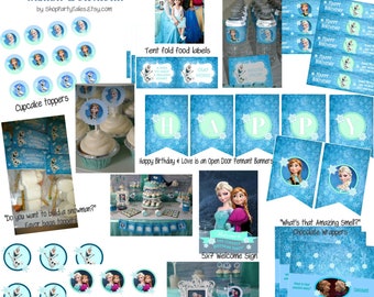 アナと雪の女王 ディズニープリンセス アナとエルサ 女の子の誕生日パーティー 印刷可能なカップケーキトッパー ウォーターボトルラベル 記念品 ありがとう 即時ダウンロード