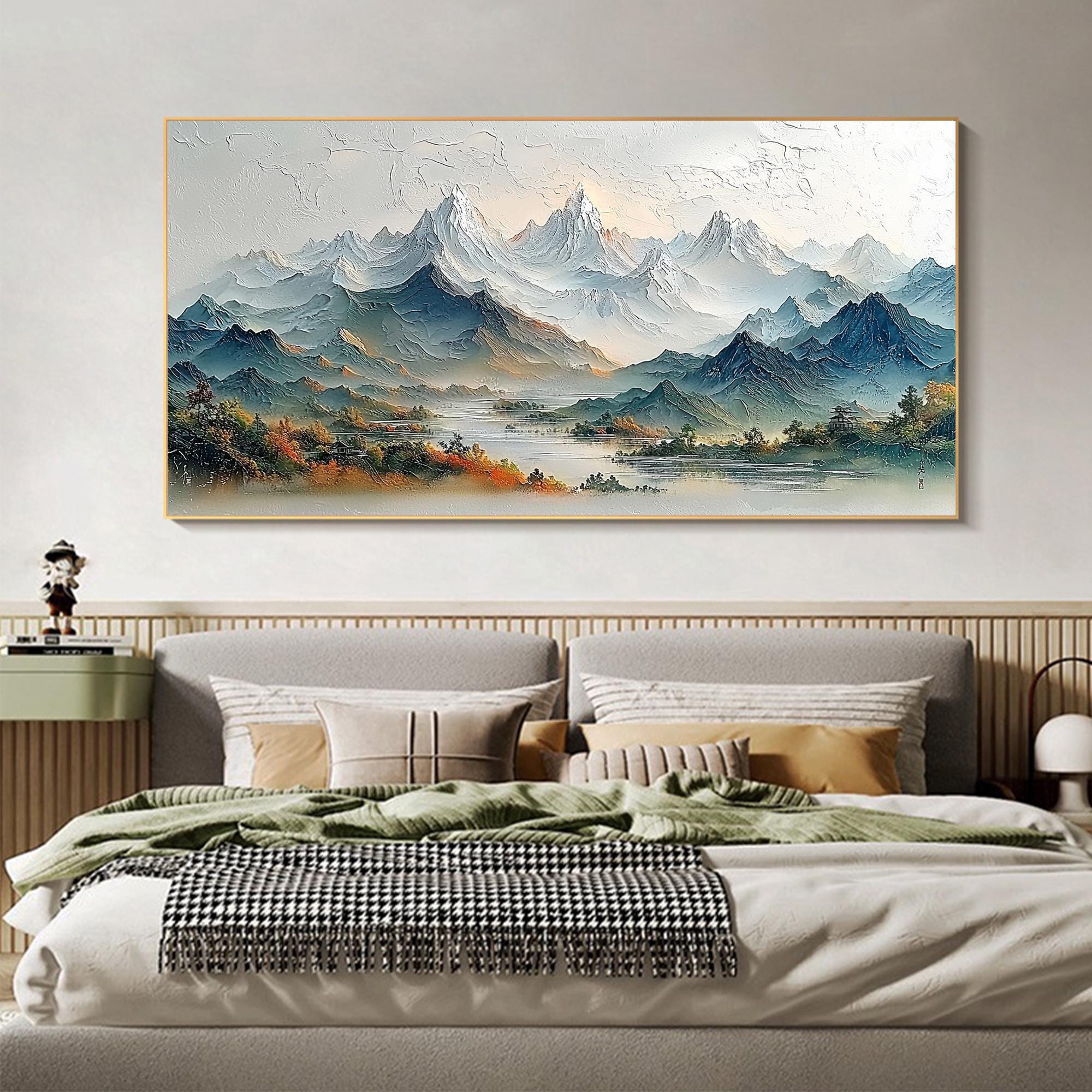 Large Original Textured Mountain Oil Painting, Abstract Natural