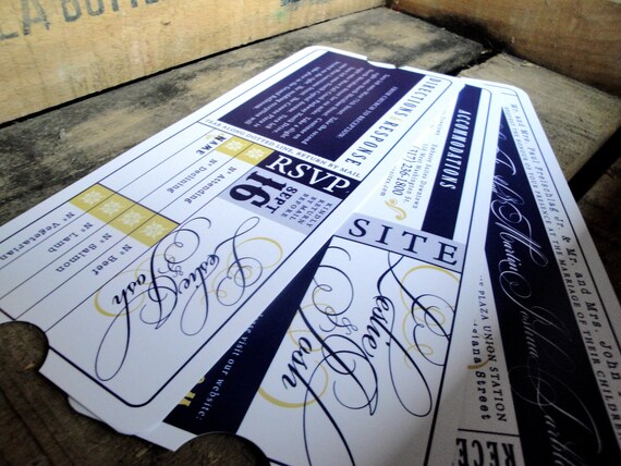 Items similar to Wedding Invitations, Ticket Invitations, Vintage Style