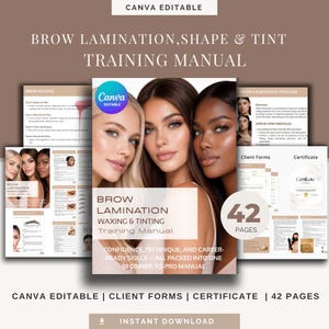 Manuale di formazione sulla laminazione delle sopracciglia / Manuale per sopracciglia modificabile con Canva (Download digitale)