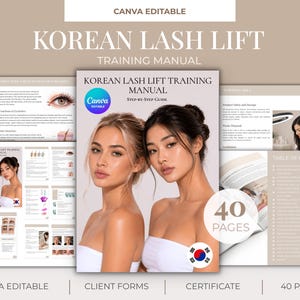 Koreanisches Wimpernlifting-Trainingshandbuch | Schritt-für-Schritt-Anleitung (Canva-kompatibel, digitaler Download)