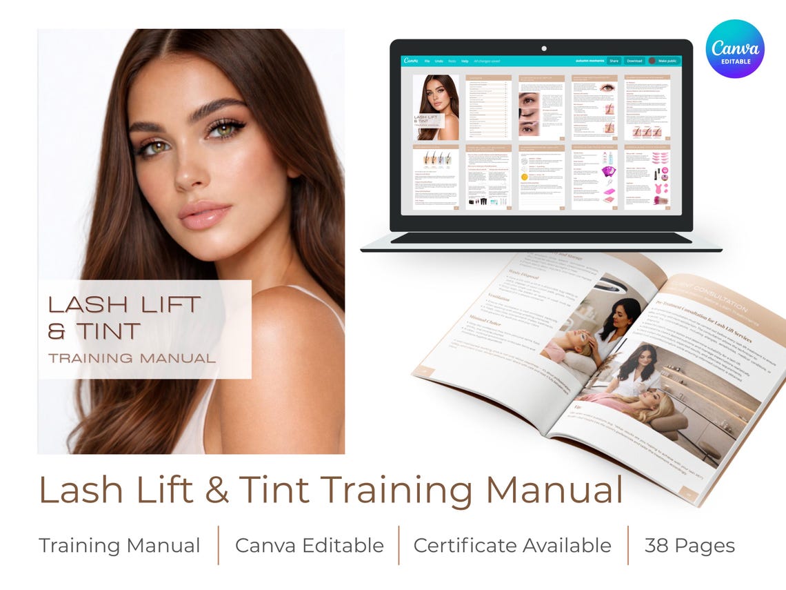 Lash Lift Tint Training Manual | Canva Editable Course (digital ...