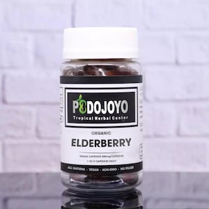Organic Elderberry Capsules | 10:1 500mg Vegan Herbal Supplement | Non-GMO, 100% Natural