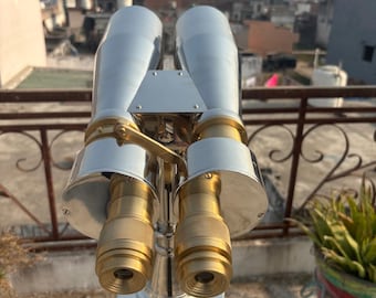 Luxury Nautical Binocular Telescope with Adjustable Tripod – Polished Chrome Finish, Vintage Home & Office Decor
