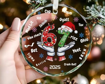 Funny Kids 6 7 Christmas Ornament, Personalized 6 7 Christmas Ornament, Six Seven Ornament, Custom 6 7 Christmas, Gen Alpha 6 7 Christmas