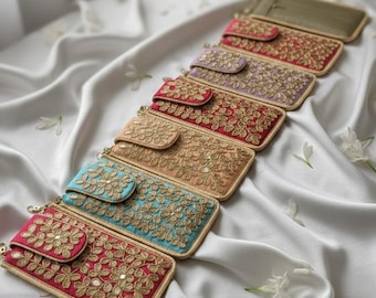 30x Embroidered Elephant Pouch | Indian Wedding Return Gift, Crossbody Phone Purse