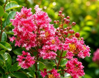 Raspberry Sundae Crape Myrtle Live Starter Plant – Pink Ornamental Shrub