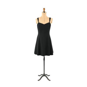 Vintage 90s Ann Taylor Black Rayon Crepe Minimalist Grunge Sleeveless Cocktail Party Dress M