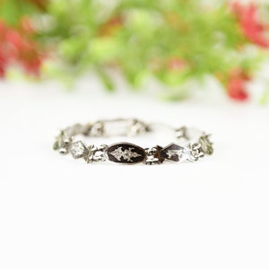 Vintage 40s 50s Sterling Silver Siam Niello Dancer Panel Chain Link Bracelet