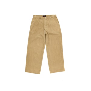 Vintage 90s Tan Cotton Corduroy Y2K High Waist Wide Straight Leg Carpenter Pants 6