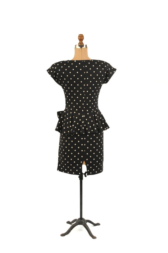 Vintage 80s Black + White Polka Dot Cotton Jersey… - image 7