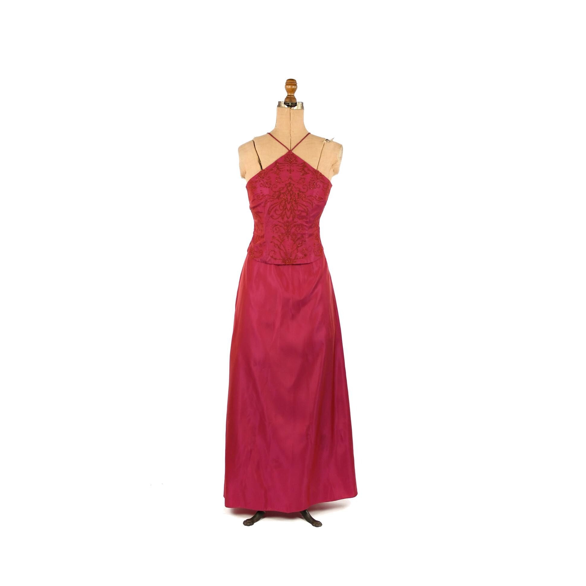 early 2000s prom dress Vintage Halter-Neck Sheath Beaded Chiffon Long Evening Gown DSProm 11 Things Every Girl Wanted