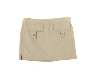 Minifalda cargo vintage Y2K: estilo grunge caqui con bolsillos de los 90 (talla S)