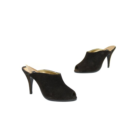 black suede peep toe