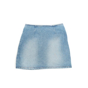 Vintage 90s All Cotton Denim Medium Wash High Waist Mini Y2k Grunge Jean Skirt S
