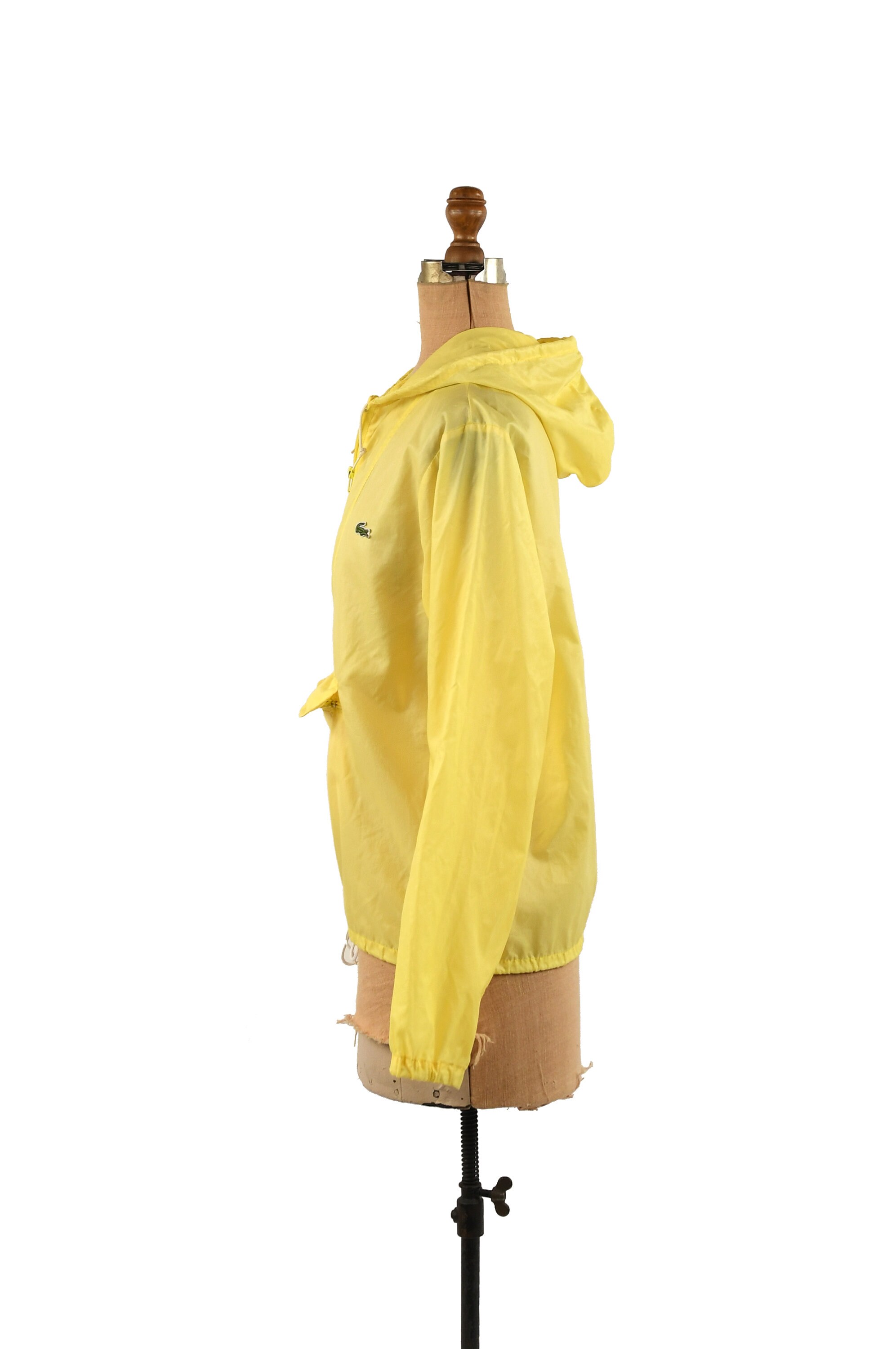 Vintage 70s 80s Izod Lacoste Yellow Nylon Portable Anorak