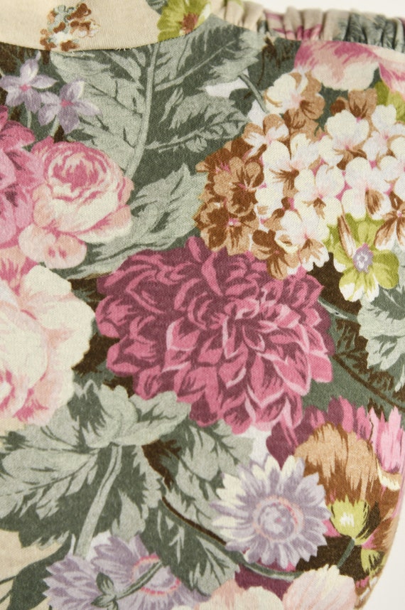 Vintage 80s Cream Romantic Rose Floral Print Mock… - image 5
