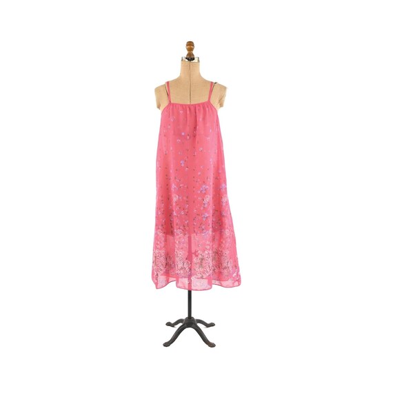 Vintage 90s Pink Floral Gauze Cotton Shift Dress (S-M) Vintage 90s Pink Floral Gauze Cotton Shift Dress (S-M)