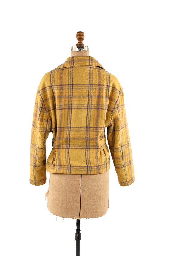 Vintage 90s Golden Yellow Plaid Wool Blend Croppe… - image 6