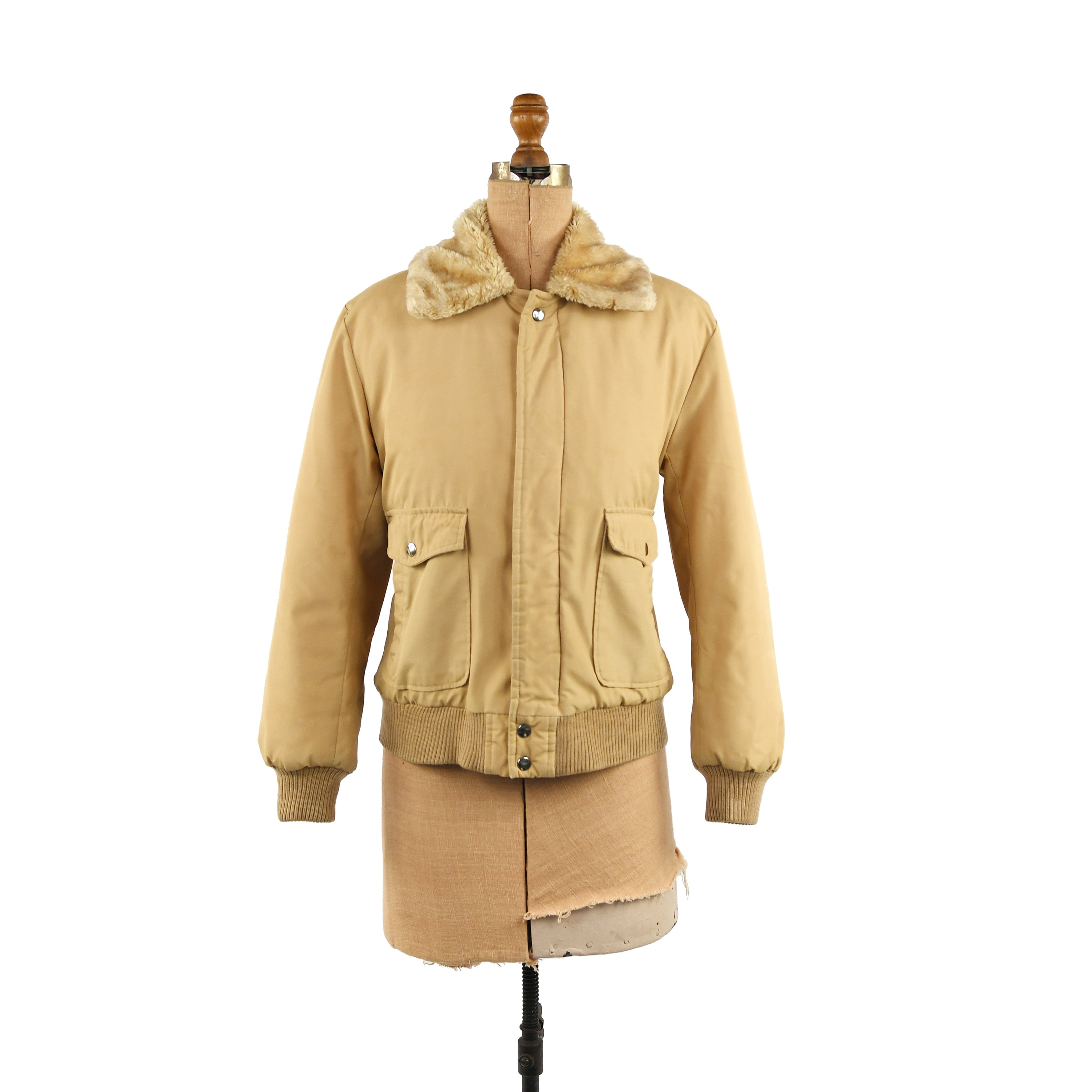ジャケット・アウター 1990s old gap khaki color bomber jacket Vintage 80s GAP Khaki Faux Fur Lightweight Retro Bomber