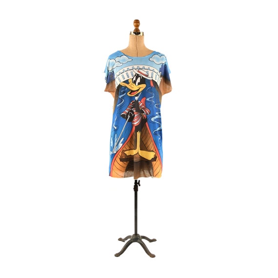 Vintage 80s Looney Toons Daffy Duck Short Sleeve … - image 1