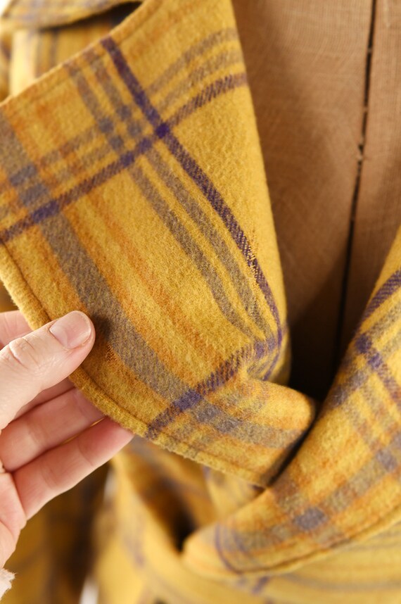 Vintage 90s Golden Yellow Plaid Wool Blend Croppe… - image 7