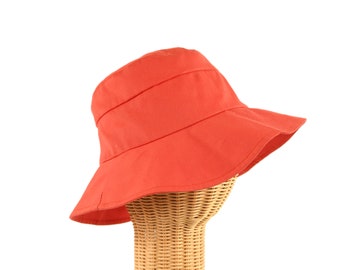 Vintage 90s Betmar All Cotton Solid Cherry Red Summer Retro Bucket Hat