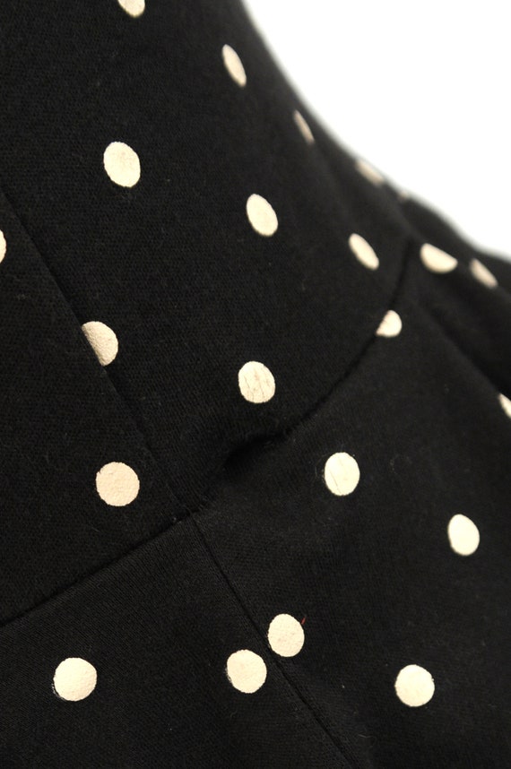 Vintage 80s Black + White Polka Dot Cotton Jersey… - image 8