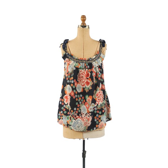 Vintage 30s 40s Navy Blue Cotton Floral Print Bohe