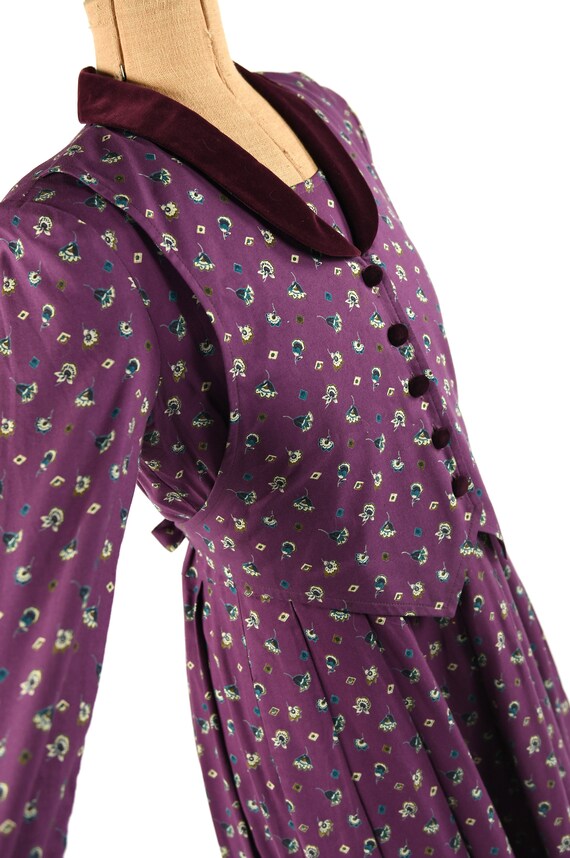 Vintage 80s 90s Rayon Purple Romantic Floral Tea … - image 6