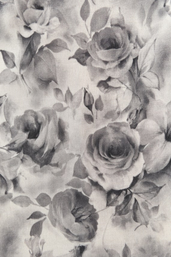 Vintage 90s White + Grey Rose Photo Floral Print … - image 5