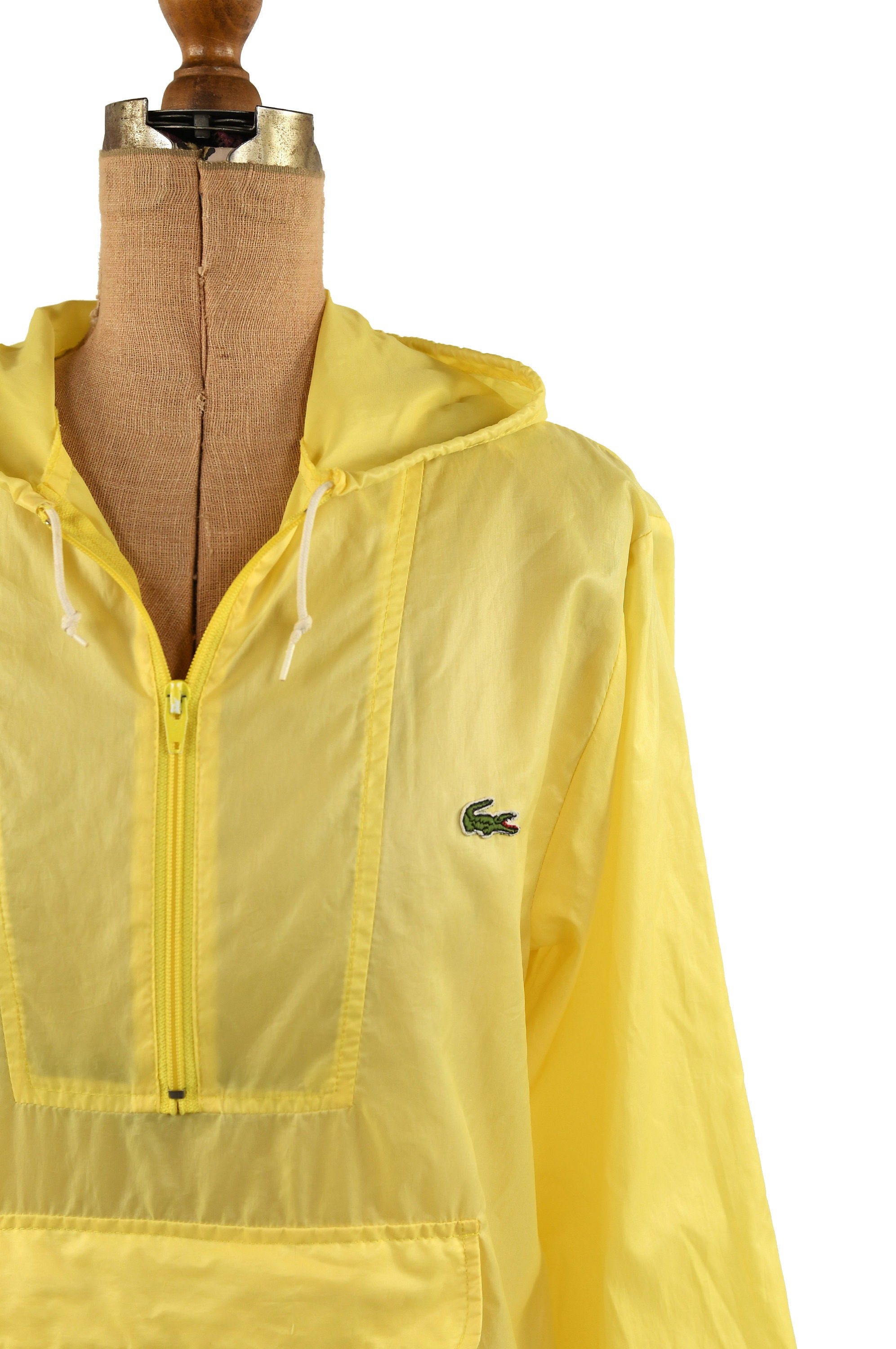Vintage 70s 80s Izod Lacoste Yellow Nylon Portable Anorak