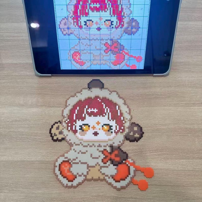 Pixel Handmade Things Cute Pixel Art Fridge Magnets, Kawaii Character Perler Bead Decor ...