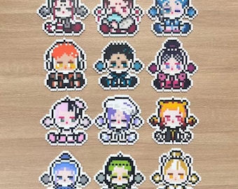 Handmade Night City Chibi Fridge Magnets Set, 12 Unique Pixel Art Decor, Perler Bead Anime-Inspired Characters, Cute Home Gift Collection