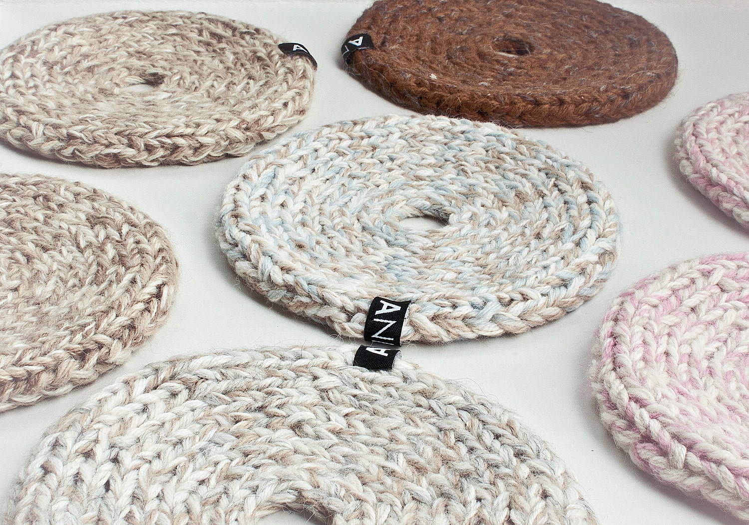 Knitted Trivet and Table Decoration Light Blue Mix Etsy