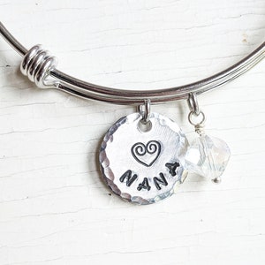Nana Bangle Bracelet, Adjustable Charm Bracelet, Gift from Grandkids, Nana Bracelet, Nana Gift, Nana Charm, Grandma Gift, Mothers Day Gift