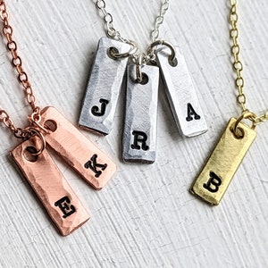 Tiny tag initials personalized family necklace