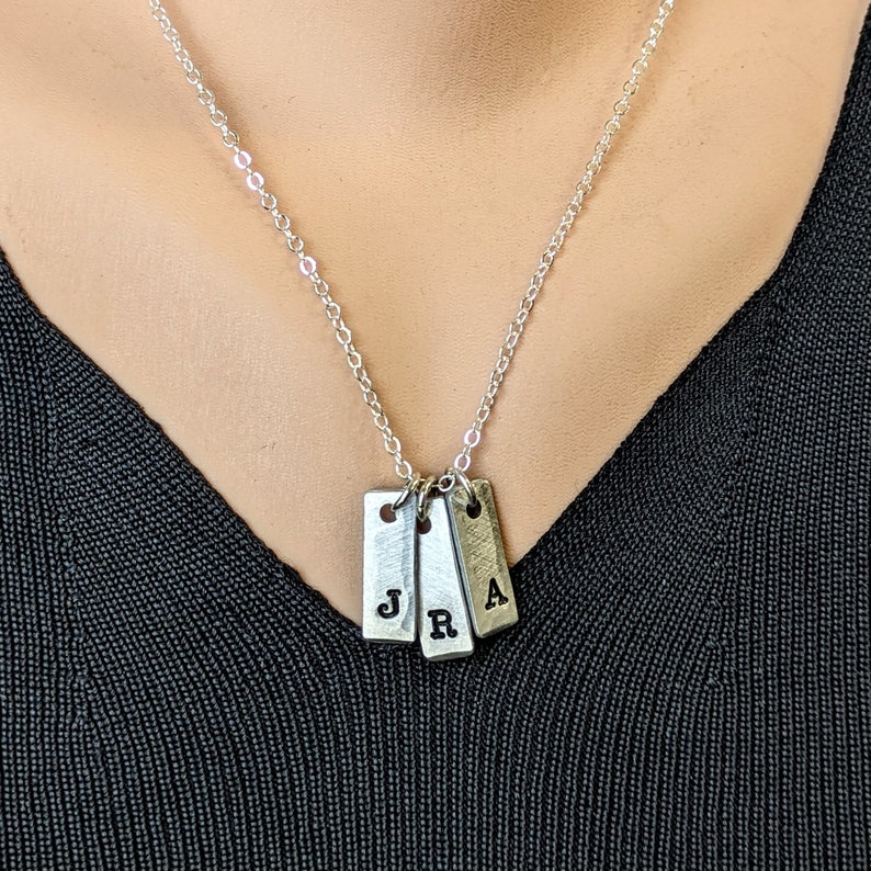 Tiny tag initial necklace, handmade, family necklace, personalized jewelry, gift for her, gift for mom, anniversary, silver, gold, rose gold image 6