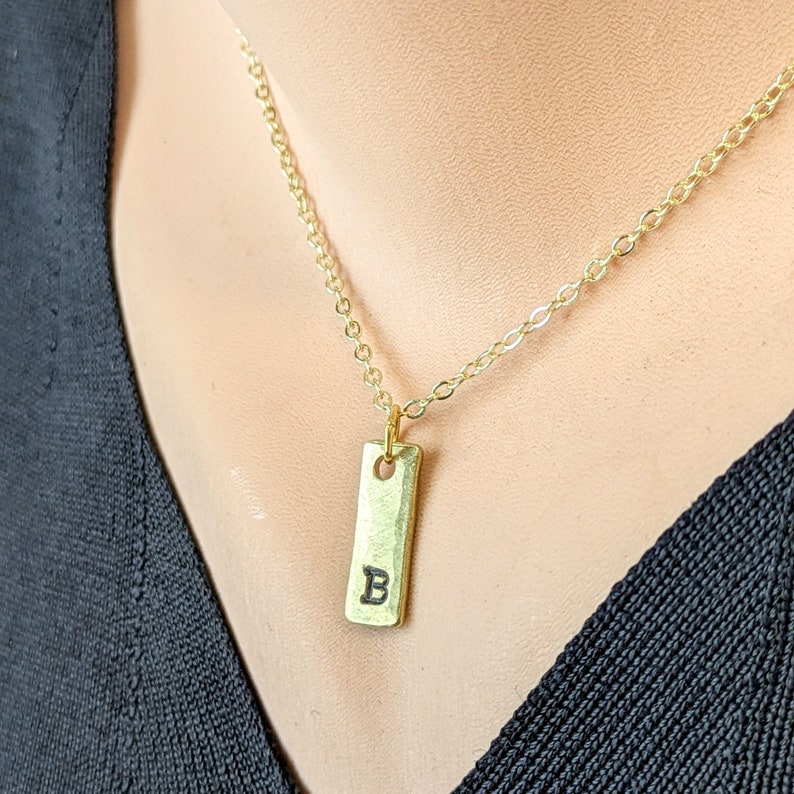 Tiny tag initial necklace, handmade, family necklace, personalized jewelry, gift for her, gift for mom, anniversary, silver, gold, rose gold image 5