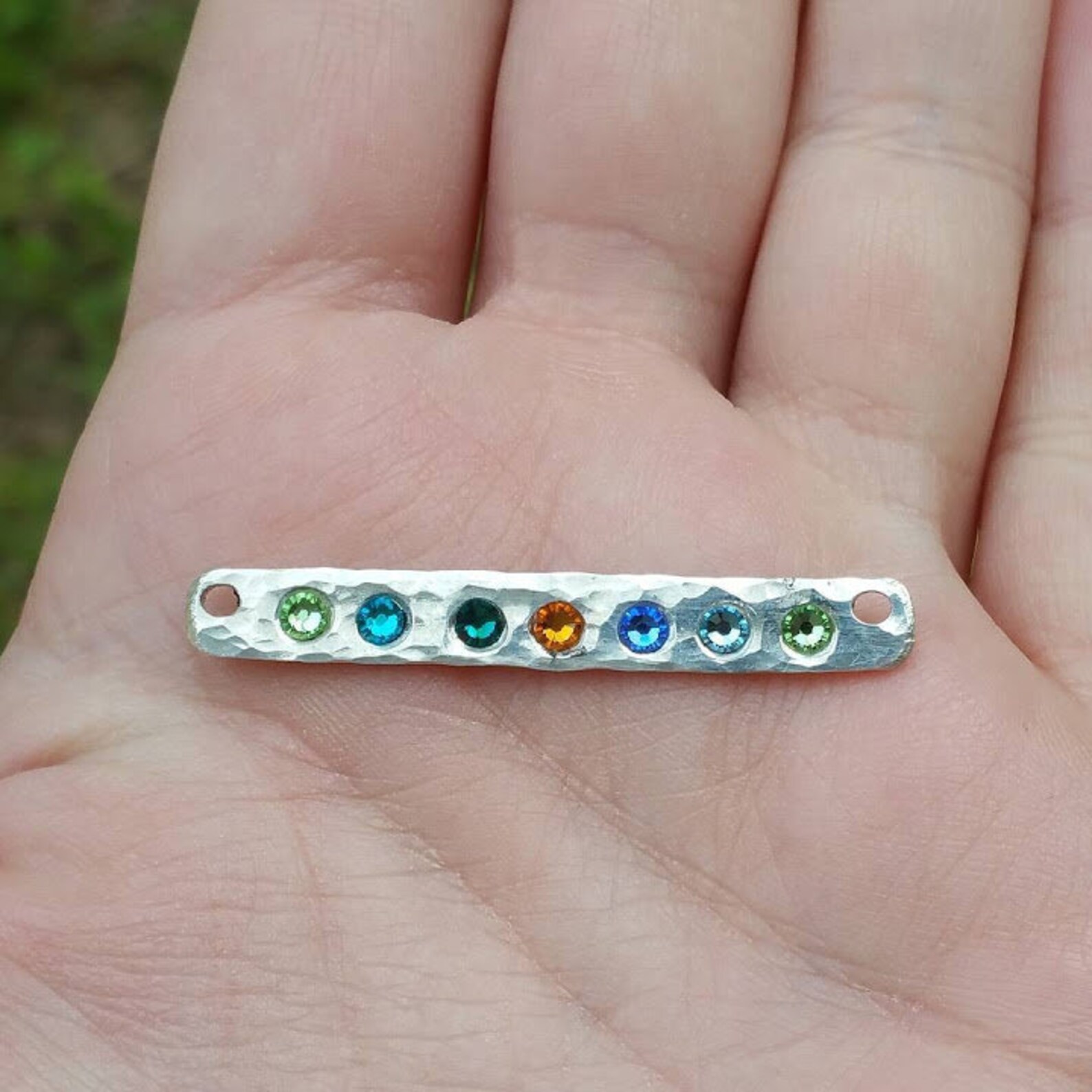 Birthstone Bar Sterling Silver Necklace Gemstone Bar Mothers Etsy