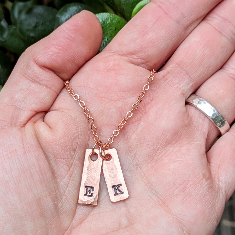 Tiny tag initial necklace, handmade, family necklace, personalized jewelry, gift for her, gift for mom, anniversary, silver, gold, rose gold image 3