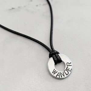 Stainless Steel Hand-stamped Engraved Washer Necklace Hypoallergenic image 2